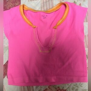 Pink and Orange Ribbed Top